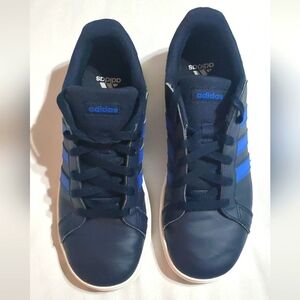 Adidas  Dark Blue and Light Blue Stripe, White Sole Sneakers